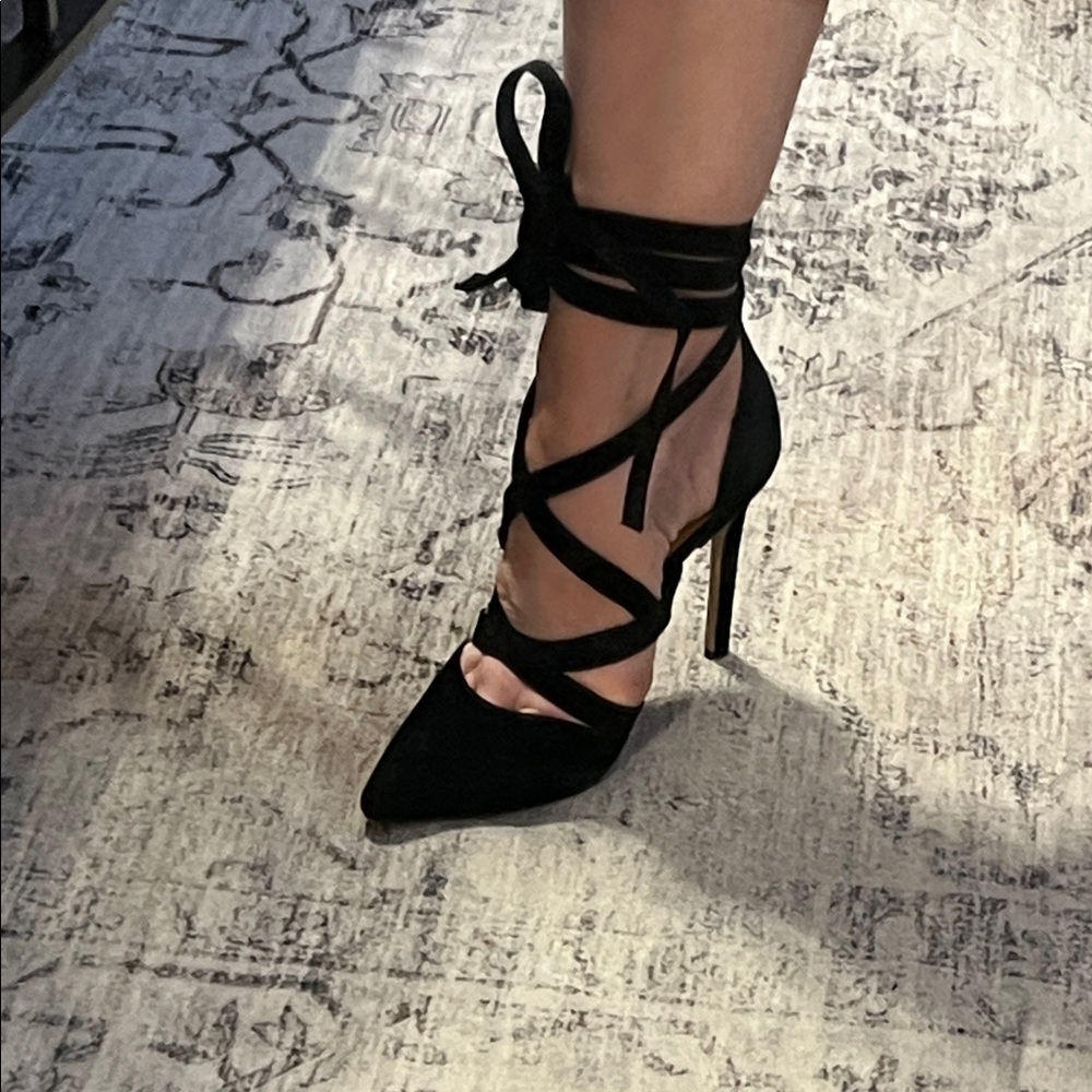 Aldo Black Suede Strappy Heels
